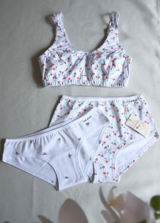 set podprsenka+2 kalhotky NĚŽNÁ bílá bio