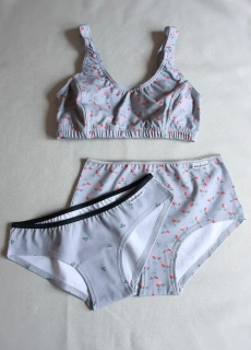 set 1. podprsenka+2 kalhotky NĚŽNÁ šedá bio