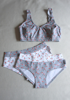 set 2. podprsenka+2 kalhotky NĚŽNÁ šedá bio